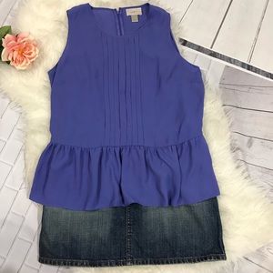 Bundle H&M Denim Mini Skirt And Loft Blouse (J15)